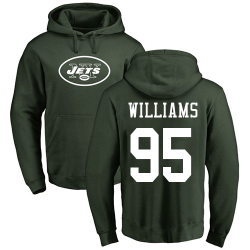 New York Jets Men Green Quinnen Williams Name and Number Logo NFL Football #95 Pullover Hoodie Sweatshirts